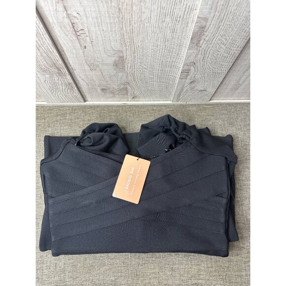 Baosuu Black Off-Shoulder Midi Dress Womens Size S Evening Dinner Party - Picture 3 of 9